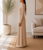 Ladies Beige Ribbed Knit Maxi Dress - StylePhase SA