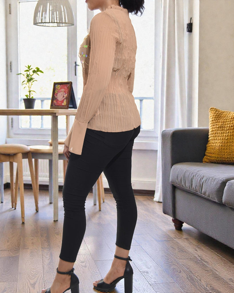 Ladies Beige Sequence Top - StylePhase SA