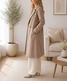 Ladies Beige Single Button Melton Open Coat - StylePhase SA