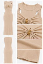 Ladies Beige Sleeveless Twist Front Maxi Dress - StylePhase SA