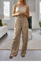 Ladies Beige Strappy Pleated Jumpsuit - StylePhase SA