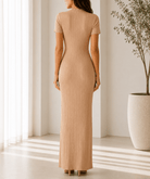 Ladies Beige Textured Maxi Dress - StylePhase SA