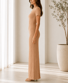 Ladies Beige Textured Maxi Dress - StylePhase SA