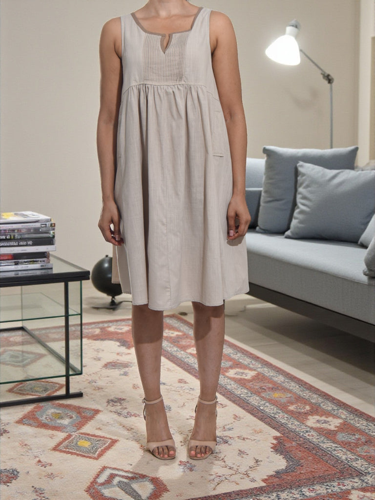 Ladies Beige Tunic Pocket Dress - StylePhase SA