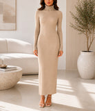 Ladies Beige Turtleneck Maxi Dress - StylePhase SA