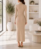 Ladies Beige Turtleneck Maxi Dress - StylePhase SA