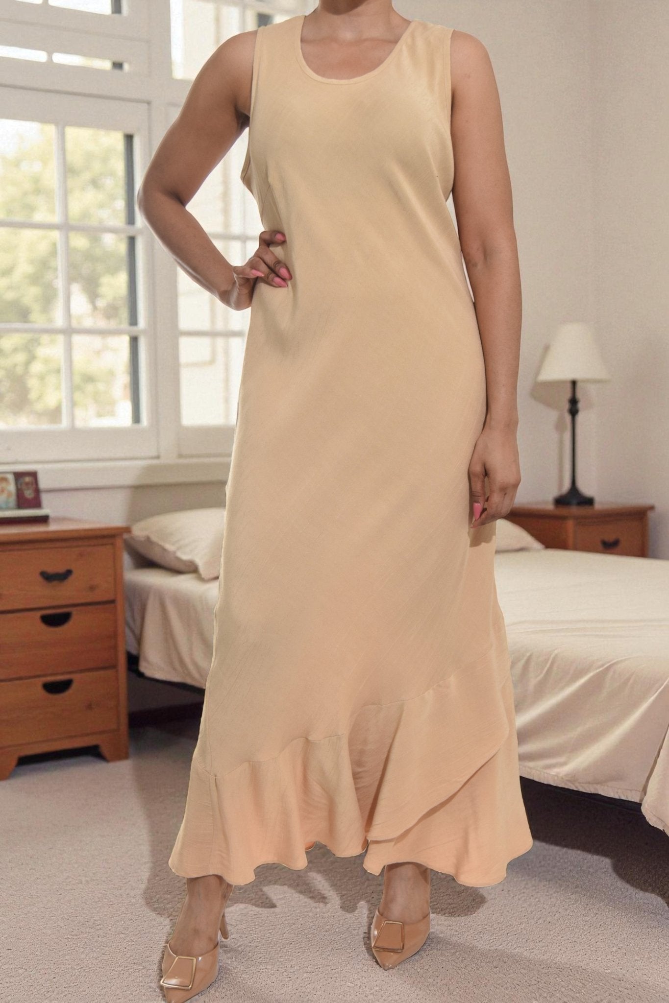 Ladies Beige Two Piece Dress Set - StylePhase SA
