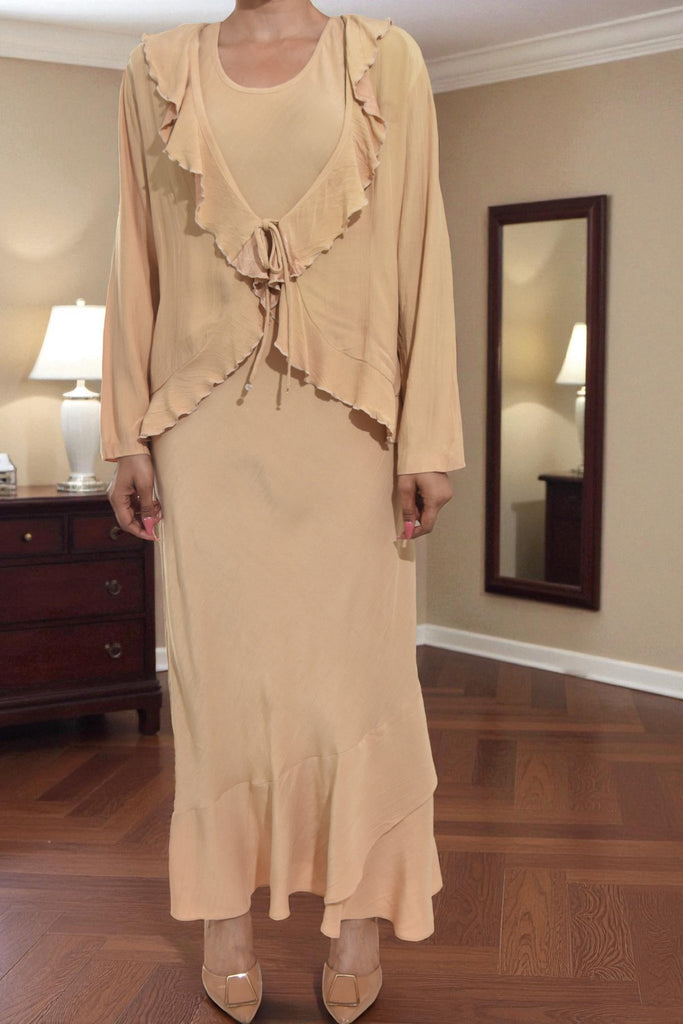 Ladies Beige Two Piece Dress Set - StylePhase SA