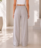 Ladies Beige Wide Leg Drawstring Knit Pants - StylePhase SA
