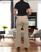 Ladies Beige Wide Leg Jeans (short Zip) - StylePhase SA