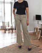 Ladies Beige Wide Leg Pocket Pants - StylePhase SA
