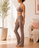 Ladies Beige Wide Leg Two-Piece Activewear Set - StylePhase SA