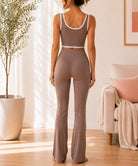 Ladies Beige Wide Leg Two-Piece Activewear Set - StylePhase SA