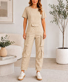Ladies beige Zip Back Jumpsuit - StylePhase SA