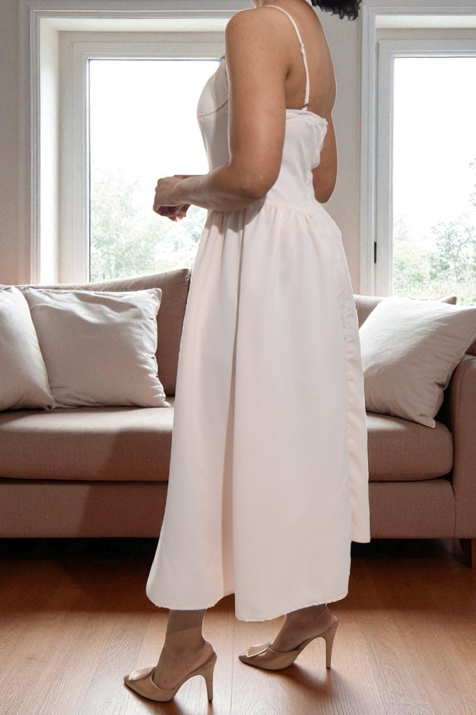 Ladies Beige Zip Back Panel Dress - StylePhase SA