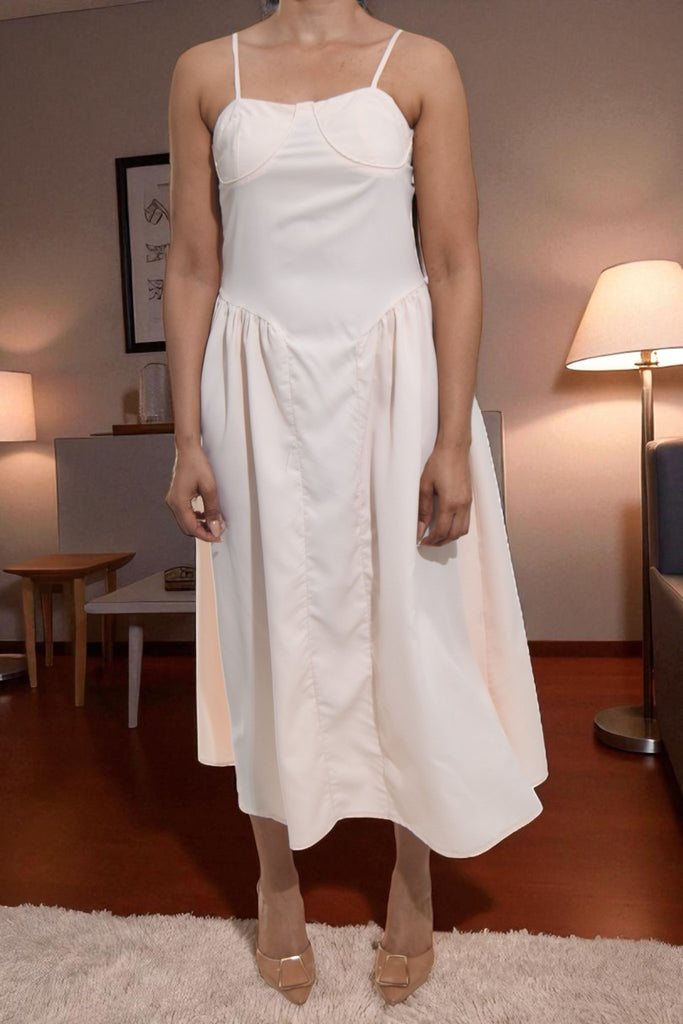 Ladies Beige Zip Back Panel Dress - StylePhase SA