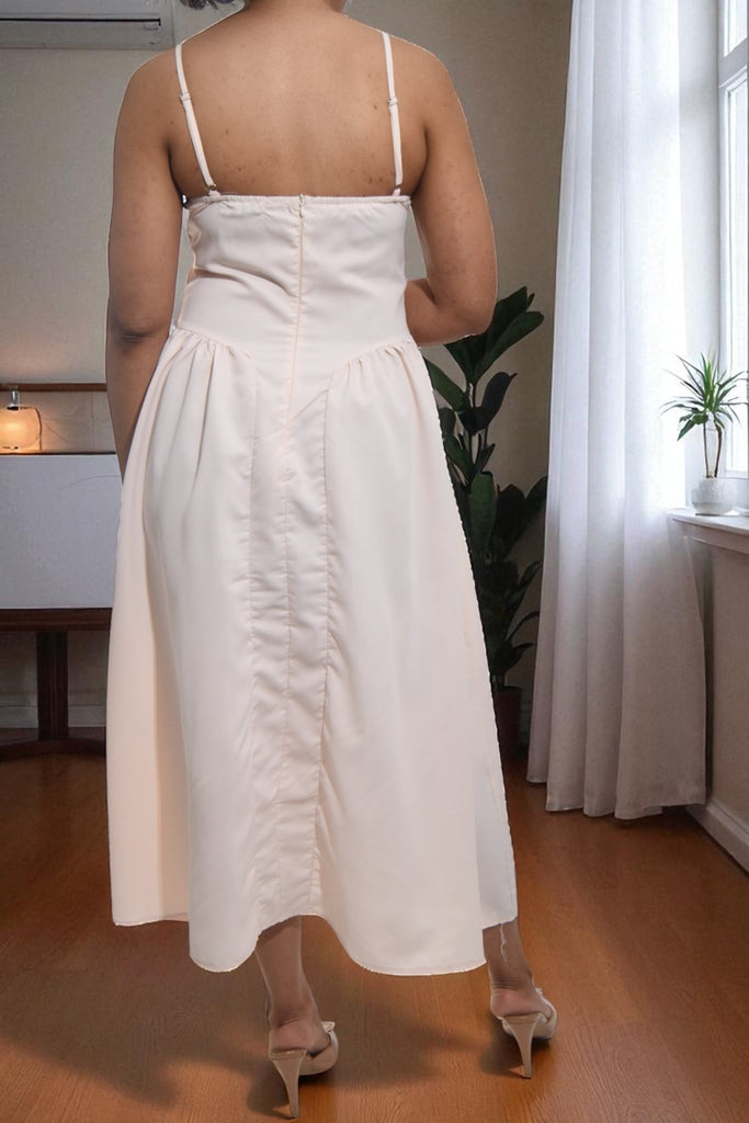 Ladies Beige Zip Back Panel Dress - StylePhase SA