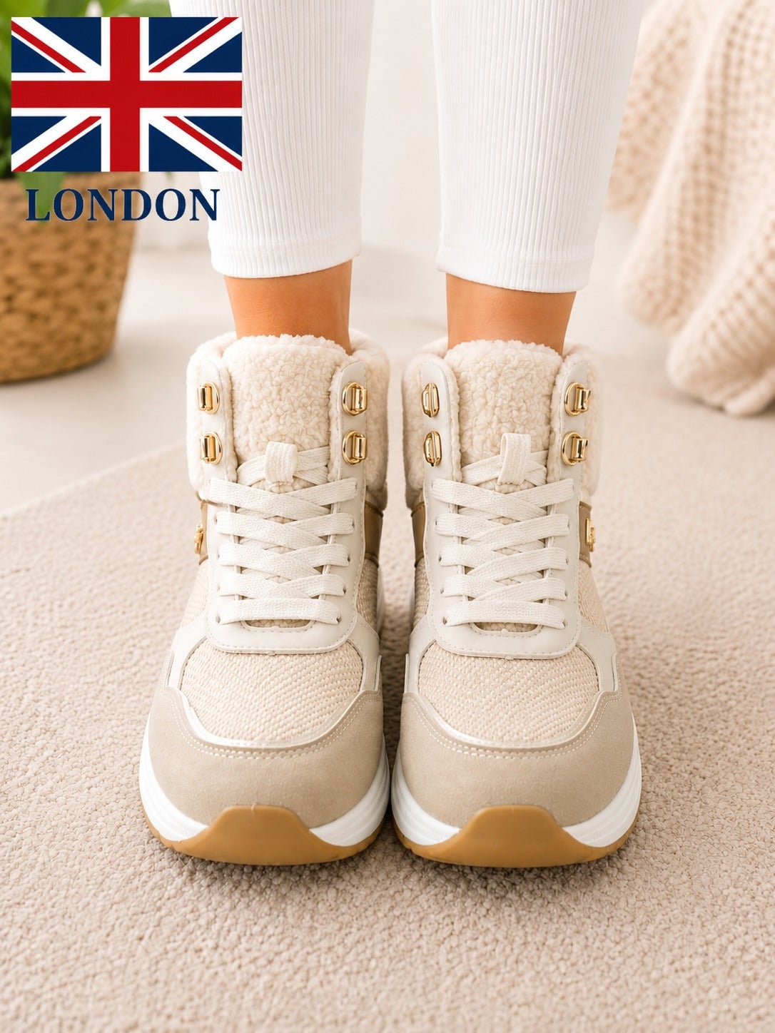 Ladies Biege And Gold Sneaker - StylePhase SA