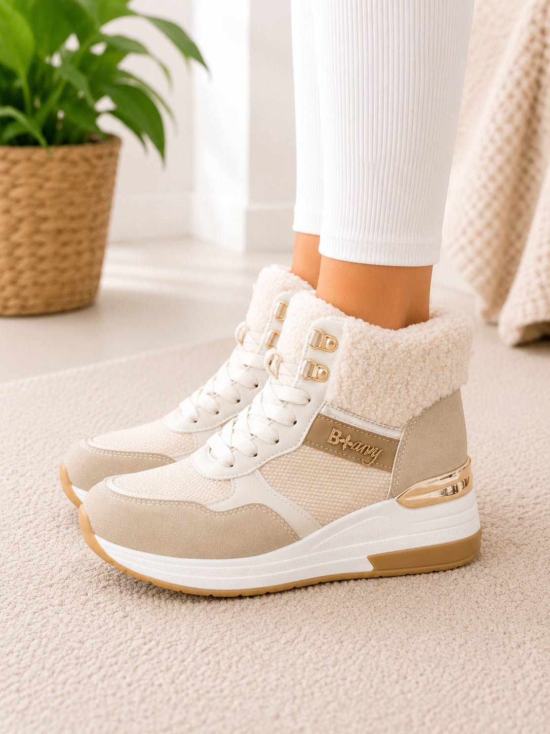 Ladies Biege And Gold Sneaker - StylePhase SA