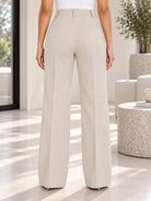Ladies Biege Button Front Long Pants - StylePhase SA