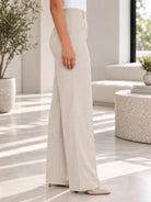 Ladies Biege Button Front Long Pants - StylePhase SA