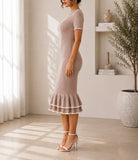 Ladies Biege Jersey Ruffle Dress- New Feeling - StylePhase SA