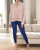 Ladies Biege Slit Sleeve Blouse - StylePhase SA