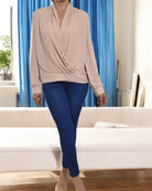 Ladies Biege Slit Sleeve Blouse - StylePhase SA