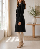 Ladies Black 3 Button Melton Coat - StylePhase SA