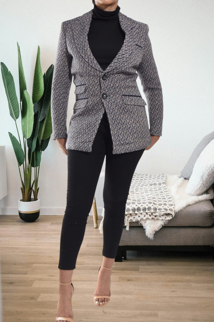 Ladies Black And Cream Blazer Coat - StylePhase SA