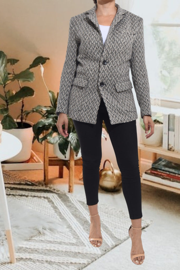 Ladies Black And Cream Blazer Coat - StylePhase SA