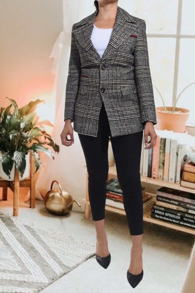 Ladies Black And Cream Blazer Coat - StylePhase SA