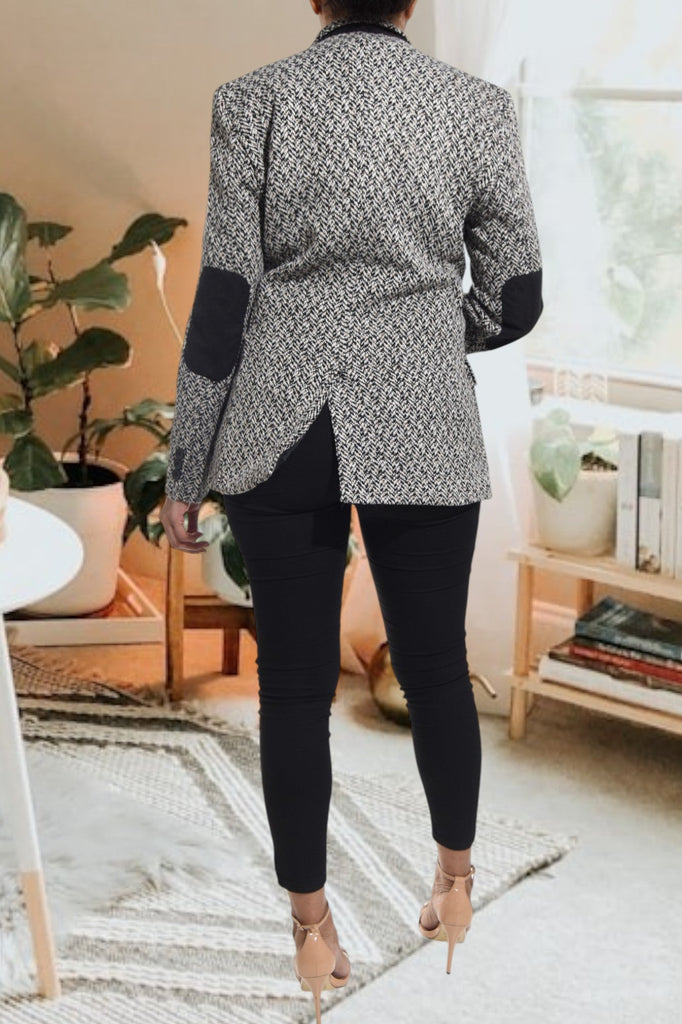 Ladies Black And Cream Blazer Coat - StylePhase SA