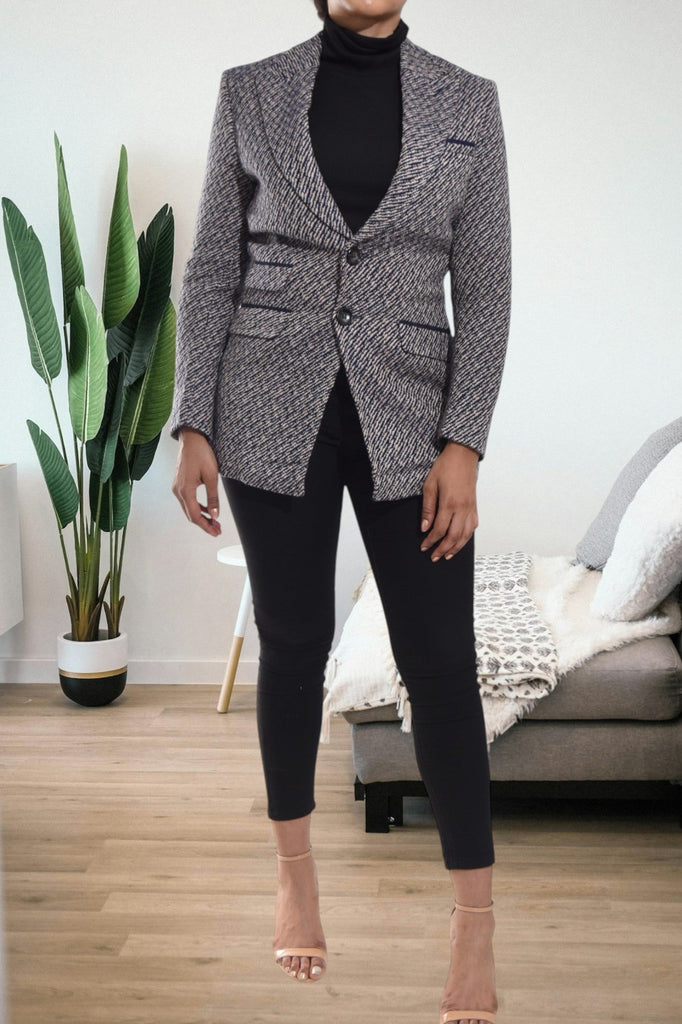 Ladies Black And Cream Blazer Coat - StylePhase SA