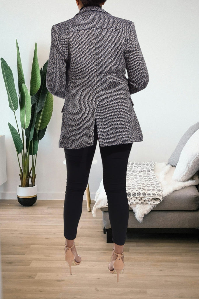 Ladies Black And Cream Blazer Coat - StylePhase SA