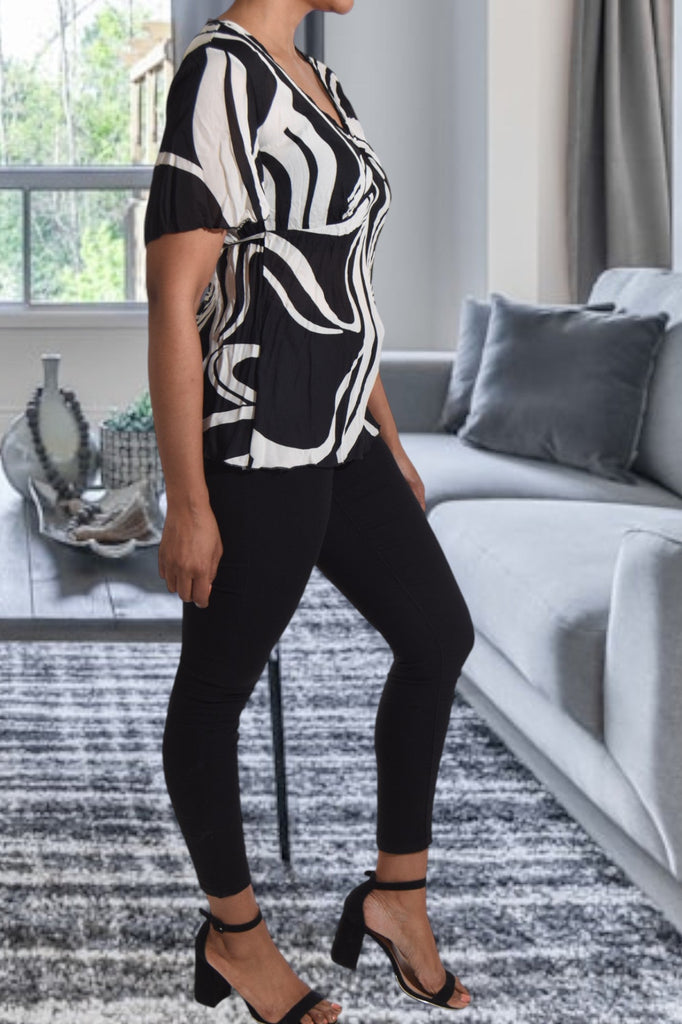 Ladies Black And Cream Blouse - StylePhase SA