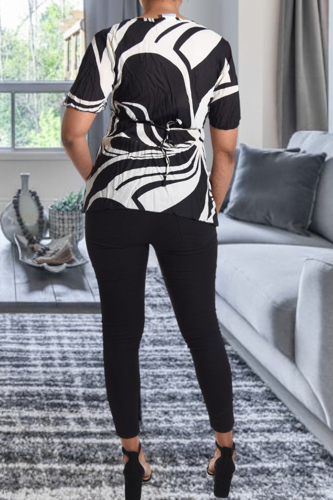 Ladies Black And Cream Blouse - StylePhase SA