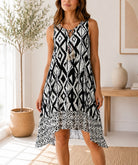 Ladies Black And Cream Tassel Tie Midi Dress - StylePhase SA