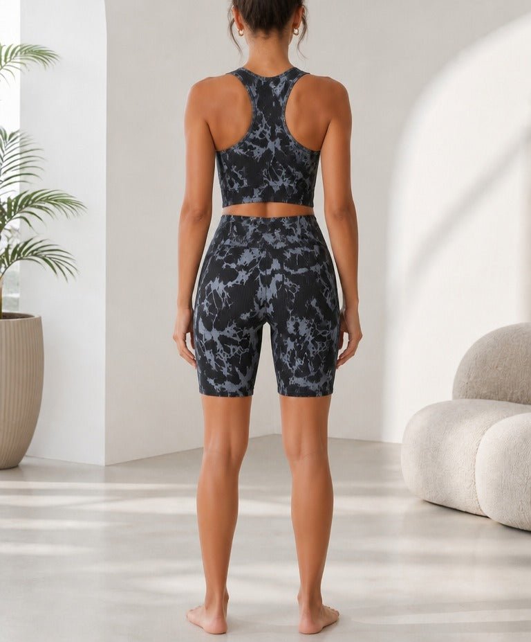 Ladies Black And Grey Tie Dye Active Wear Set - StylePhase SA