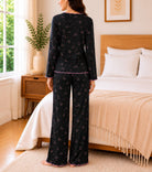 Ladies Black And Pink Bow Detail Pyjama - StylePhase SA
