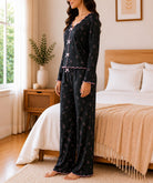 Ladies Black And Pink Bow Detail Pyjama - StylePhase SA