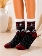 Ladies Black And Red Patterned Slipper Socks - StylePhase SA