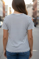 Ladies Black And Stripe Lace Top - StylePhase SA