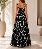 Ladies Black And White A-Line Cami Maxi Dress - StylePhase SA