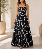 Ladies Black And White A-Line Cami Maxi Dress - StylePhase SA