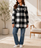 Ladies Black And White Check Pattern Plush Top - StylePhase SA