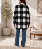 Ladies Black And White Check Pattern Plush Top - StylePhase SA