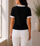 Ladies Black And White Knitwear Shortsleeve Cardigan - StylePhase SA