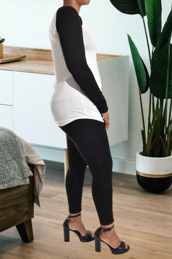 Ladies Black And White Long Sleeve - StylePhase SA