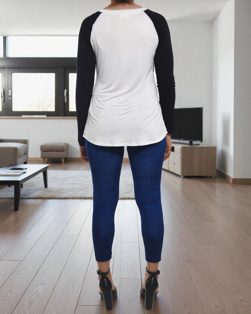 Ladies Black And White Long Sleeve Top - StylePhase SA